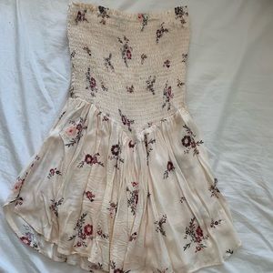 Floral strapless romper blue life